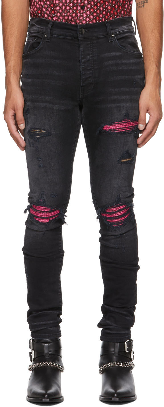 black and pink amiri jeans