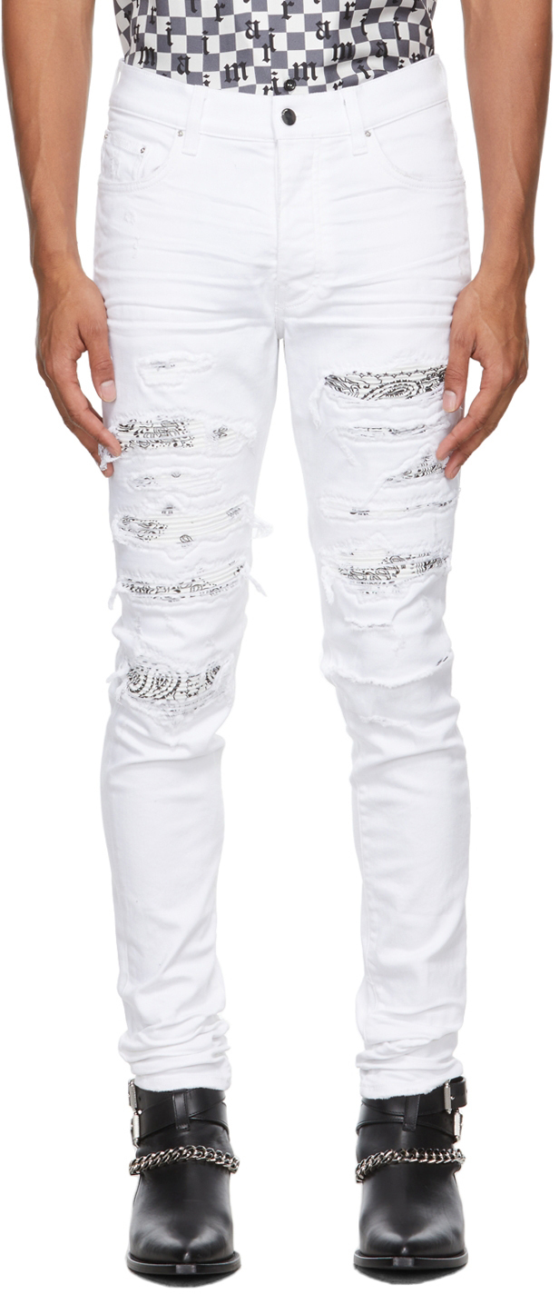 AMIRI: 白色 Bandana Thrasher 牛仔裤 | SSENSE