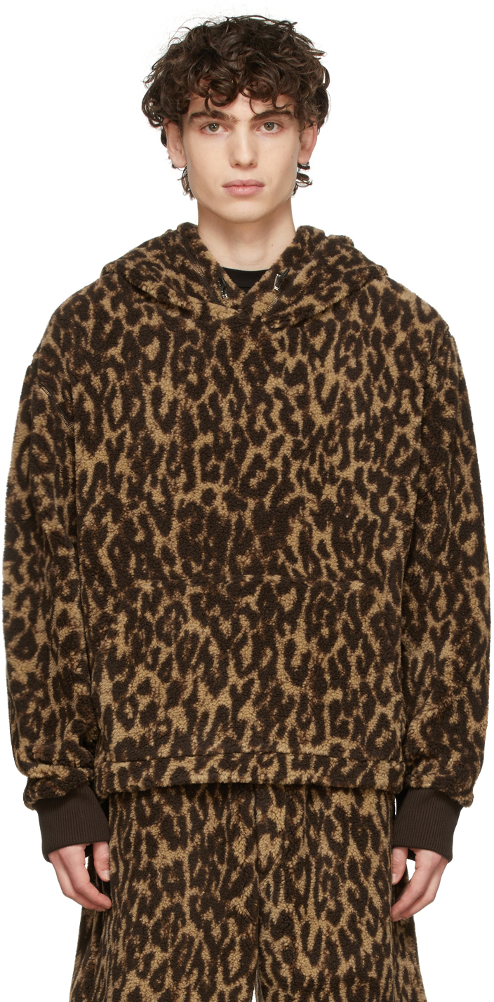 AMIRI Brown & Tan Printed Leopard Hoodie