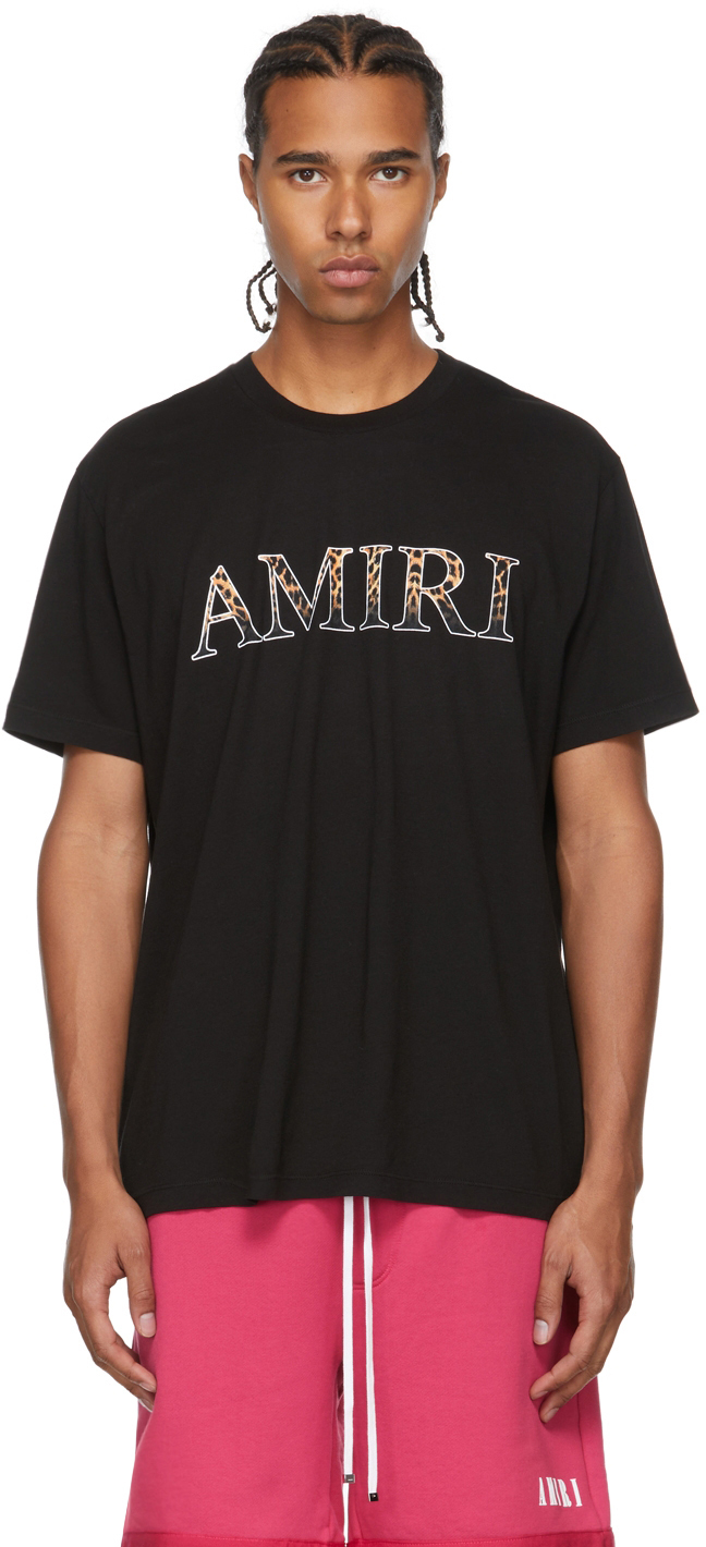 AMIRI Black Leopard Logo T-Shirt