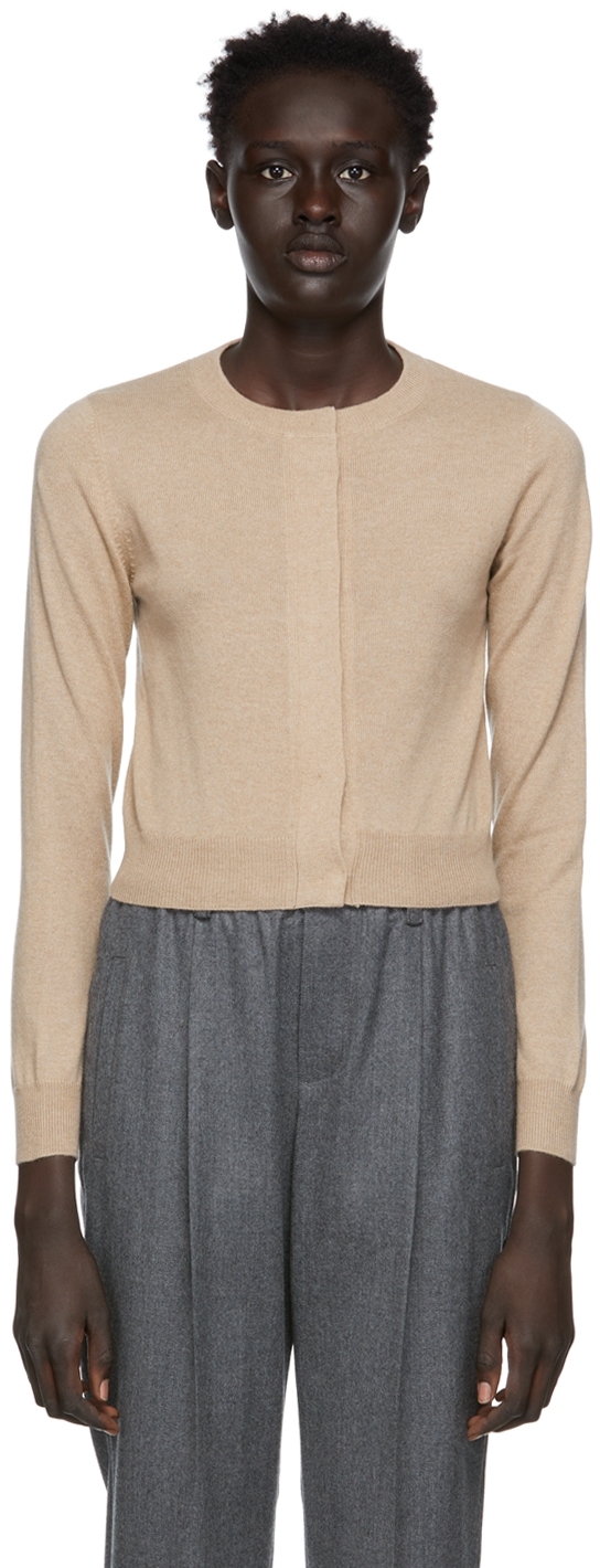 tan crop cardigan
