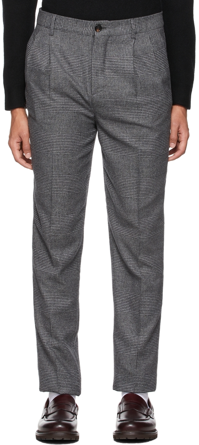 Italian Prince of Wales Check Suit Trousers  Charcoal Grey  Charles  Tyrwhitt