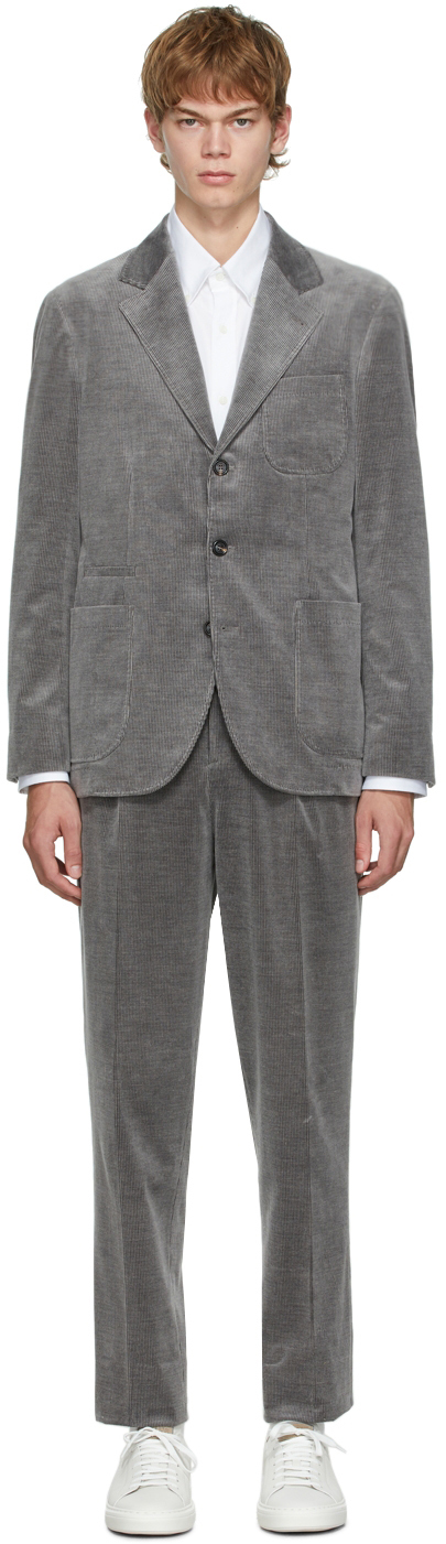 Brunello Cucinelli Grey Corduroy Cashmere Suit