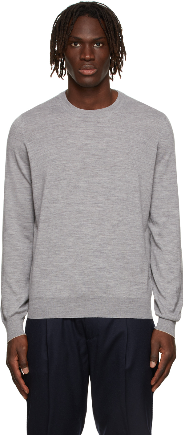 Brunello Cucinelli Grey Wool & Cashmere Lightweight Sweater