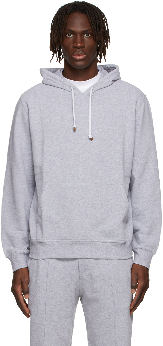 Grey French Terry Hoodie by Brunello Cucinelli on Sale