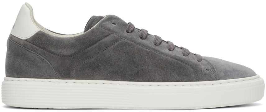 Brunello Cucinelli Grey Washed Suede Airsole Sneakers