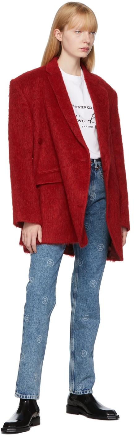 Martine Rose Red Brushed Wrap Coat | Smart Closet