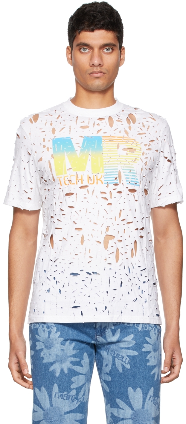 Martine Rose White Shredded T-Shirt