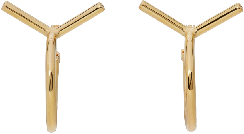 Y/Project Gold Mini Y Hoop Earrings | Smart Closet