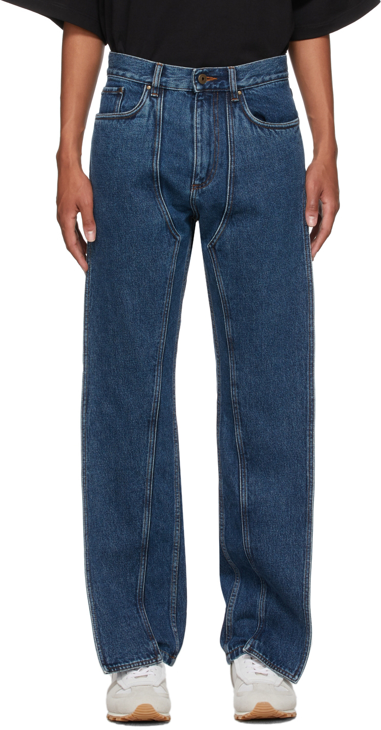 Y/Project Navy Classic Front Panel Jeans | Smart Closet