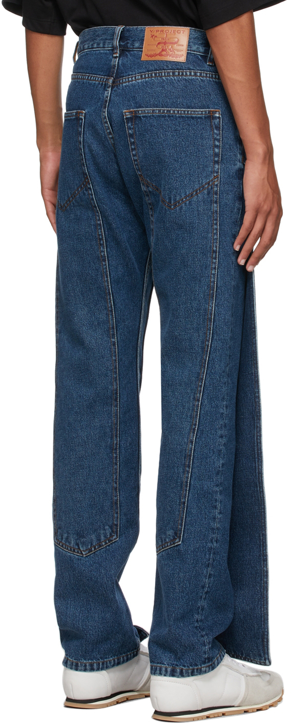 Y/Project Navy Classic Front Panel Jeans | Smart Closet