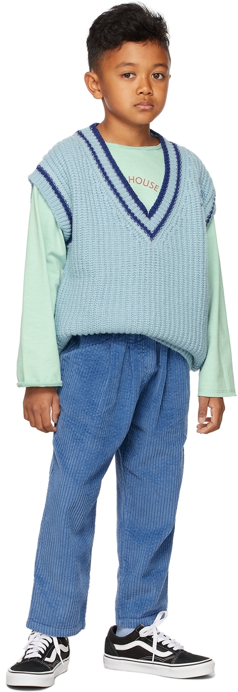 SSENSE Clothing Tops Tank Tops Kids Blue Stripe Merino Vest 