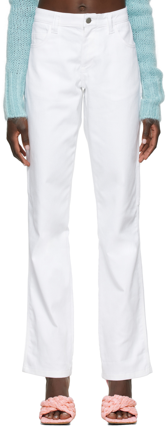 Platteland Aanmoediging zuiger GUIZIO: White Classic Carpenter Jeans | SSENSE