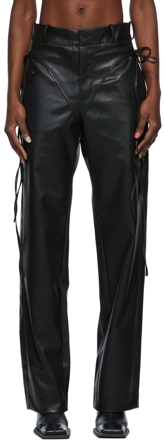 Yuzefi Black Faux-Leather Pant Trousers