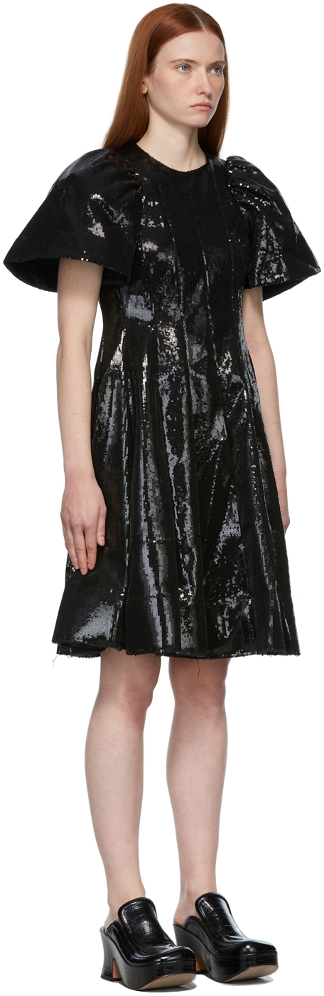 Shushu-tong Black Sequin Slim Dress In Sq001ba100