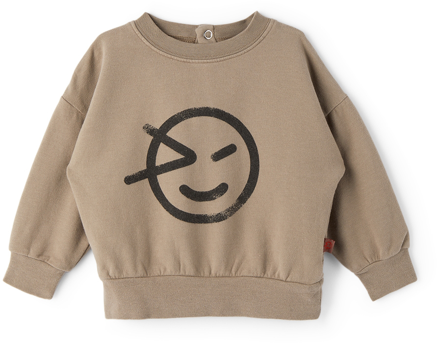 Baby Taupe Fleece Logo Sweatshirt by Wynken | SSENSE