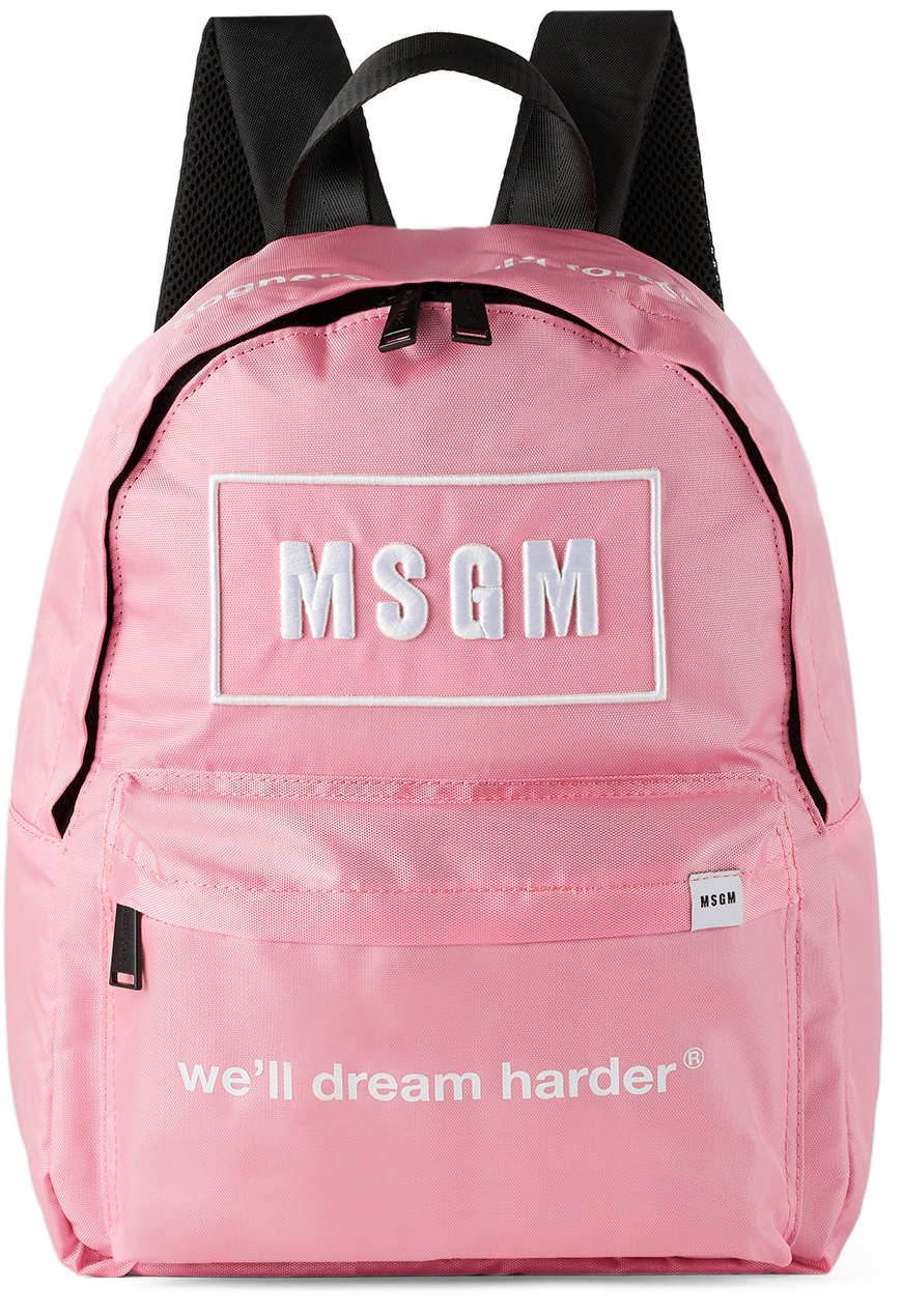 pink white backpack