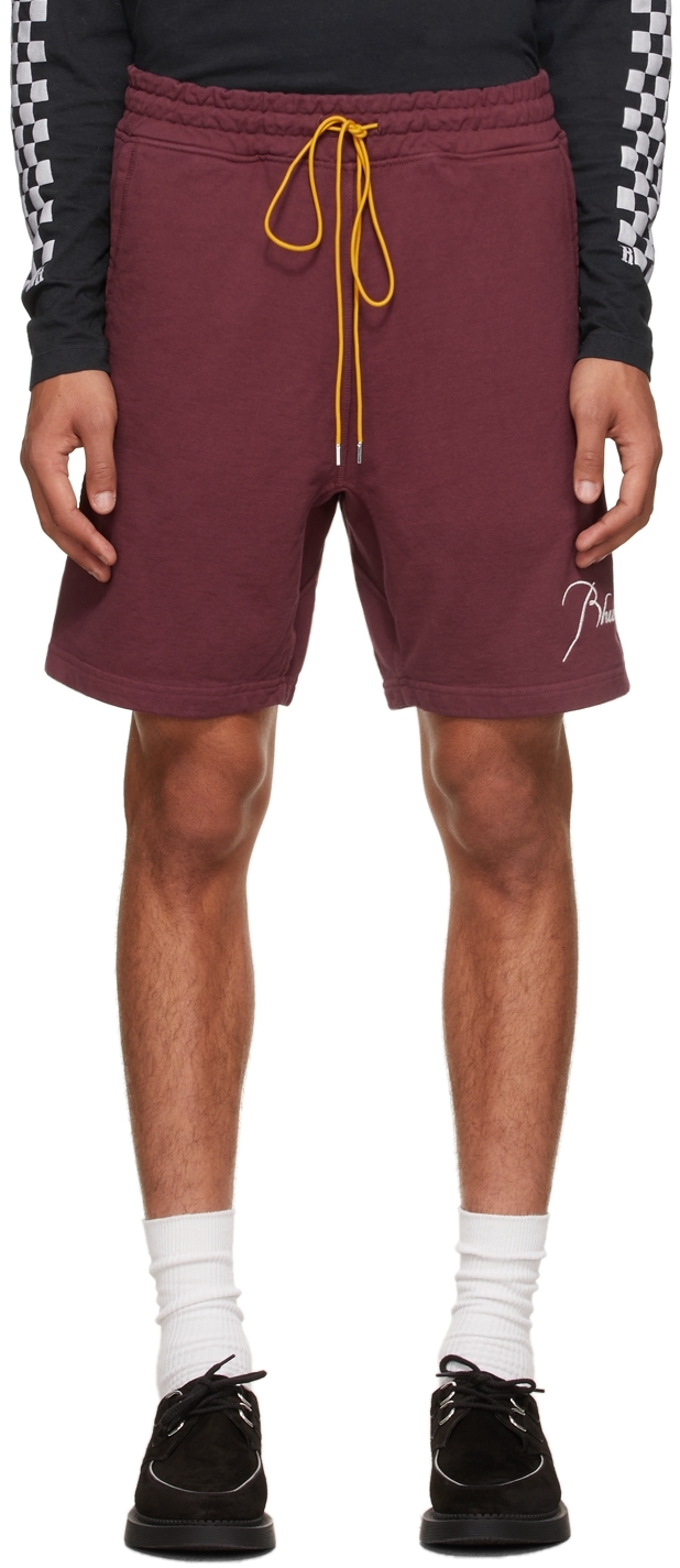Rhude Burgundy Logo Sweat Shorts