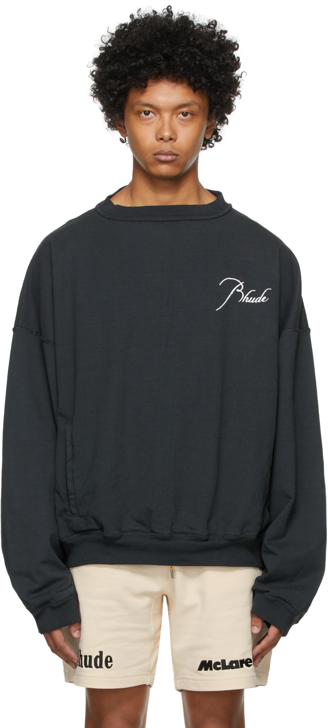 Rhude Black Panel Crewneck Sweater