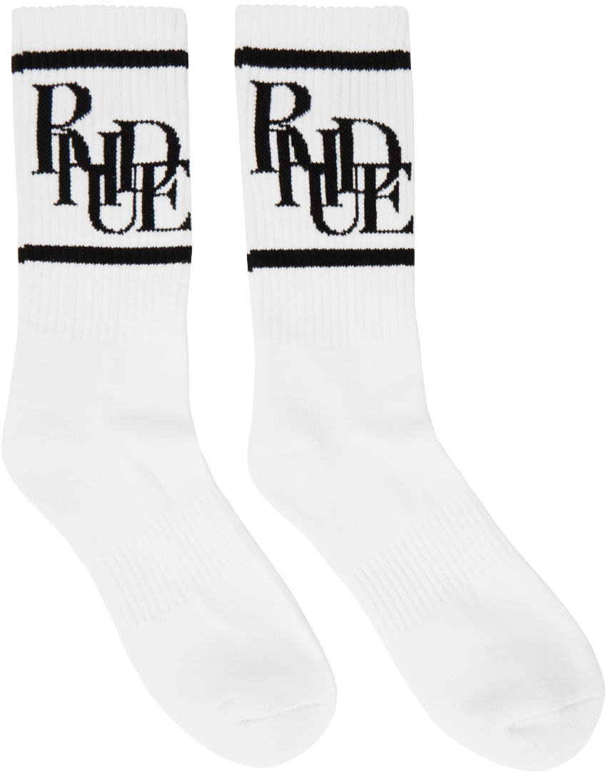 Rhude White & Black Scramble Logo Sock