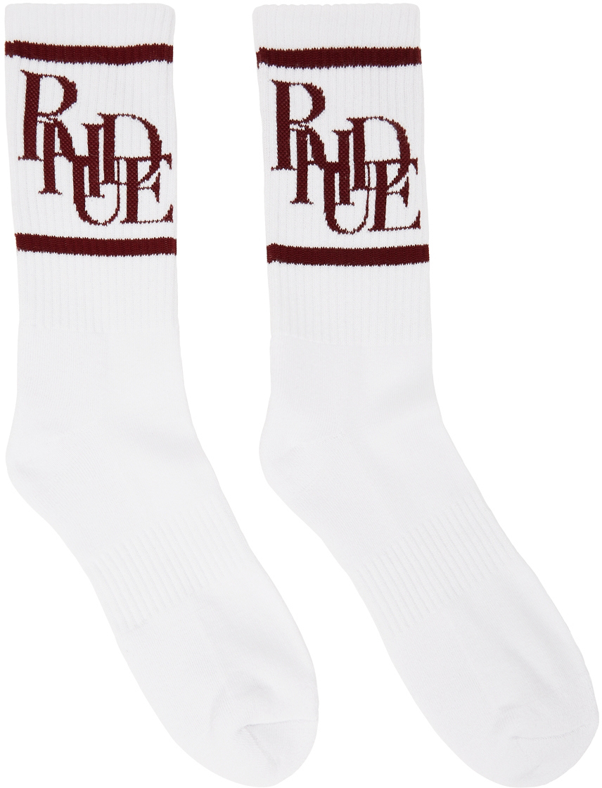 Rhude White & Red Scramble Logo Sock