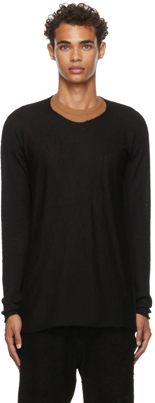 Label Under Construction Black Arched Wrinkled Sweater