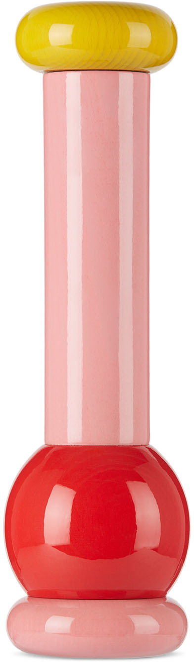 Shop Alessi Pink 100 Values Large Salt & Pepper Grinder In Pink/red/yellow