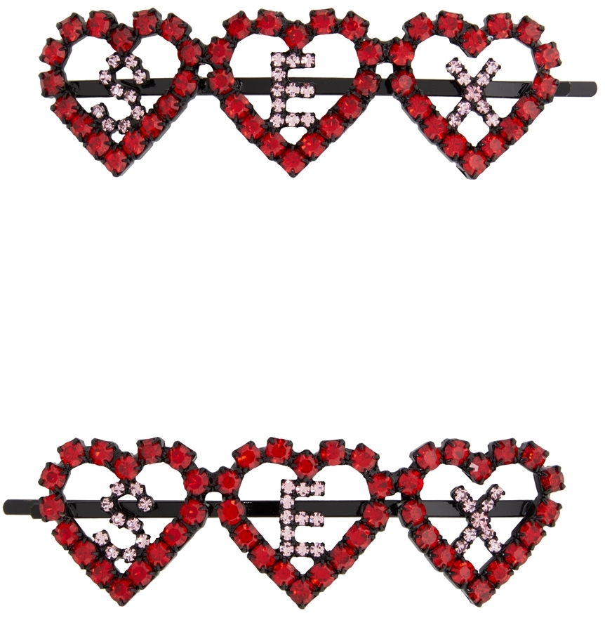 Ashley Williams Red And Pink Sex Heart Hair Pins Ssense Uk