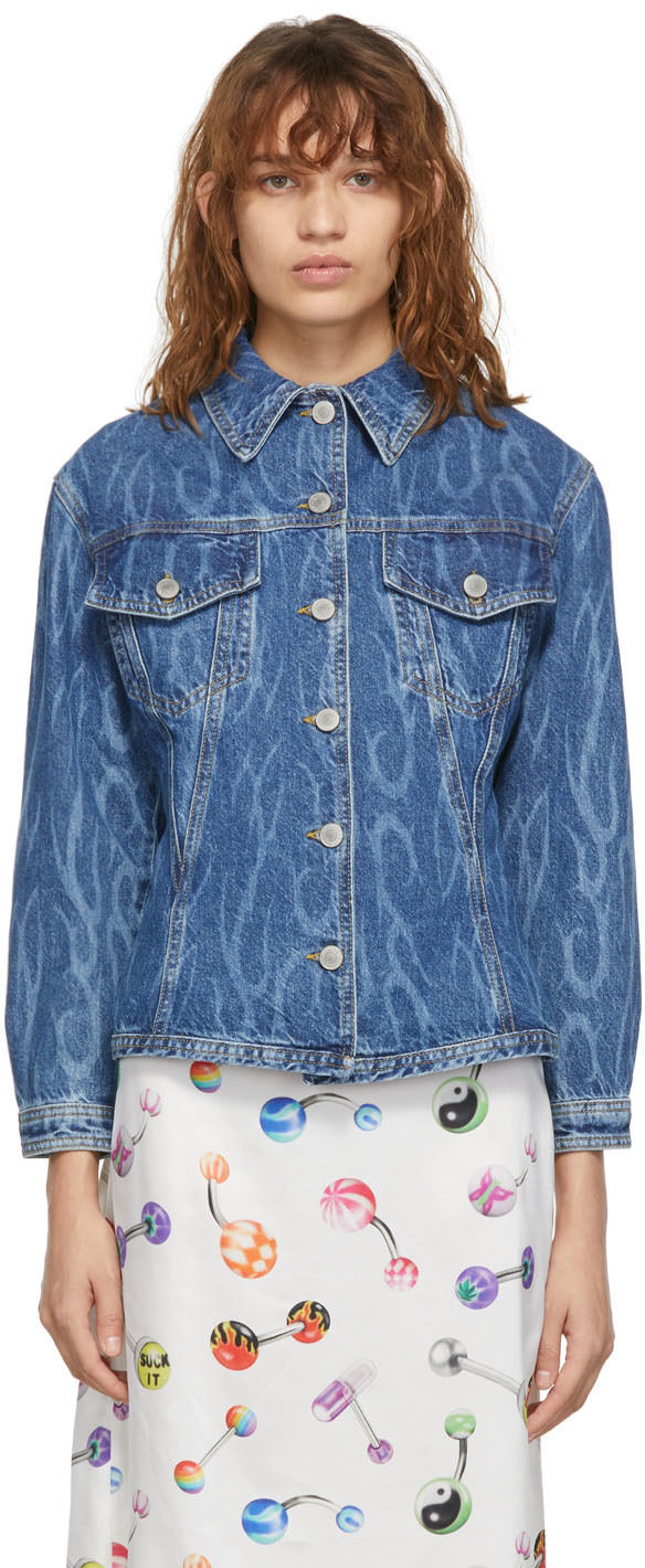 Blue Denim Cinch Waist Jacket by Ashley 