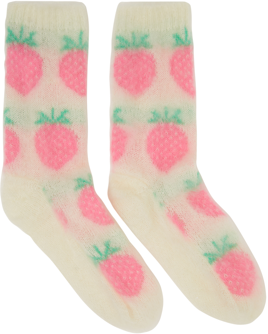 Ashley Williams Off-White Strawberries Socks