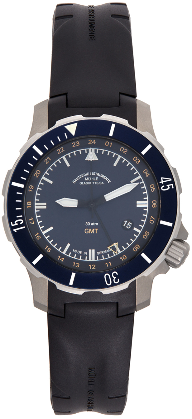 Mühle-Glashütte Black & Navy Seebataillon GMT Watch