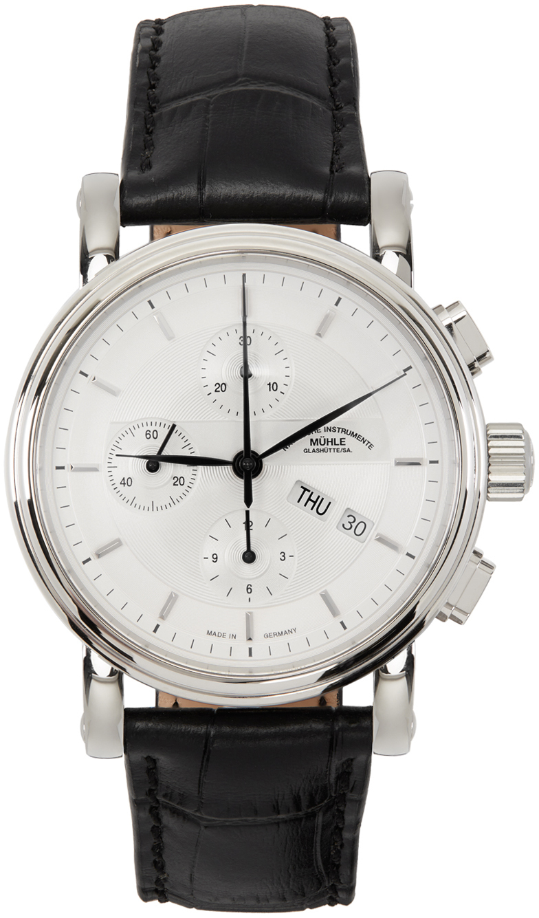 Mühle-Glashütte Black & Silver Teutonia II Chronograph Watch