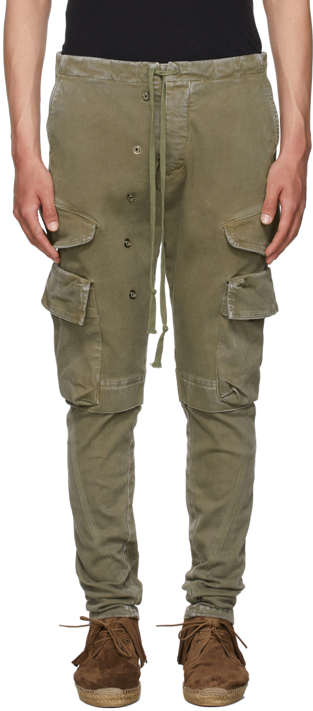SSENSE Exclusive Khaki Slim Cargo Pants by Greg Lauren on Sale