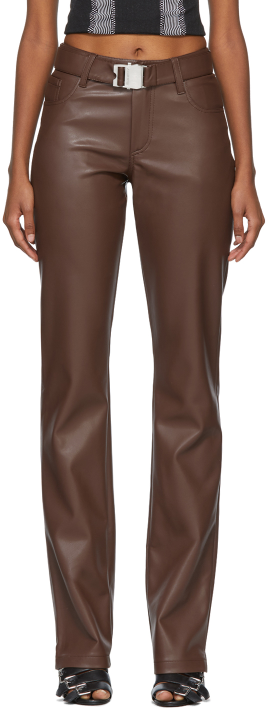 chocolate faux leather trousers