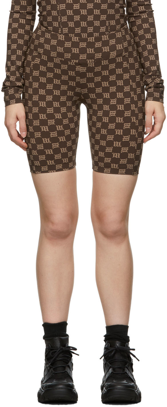 MISBHV: Brown Monogram High-Waisted Biker Shorts | SSENSE Canada