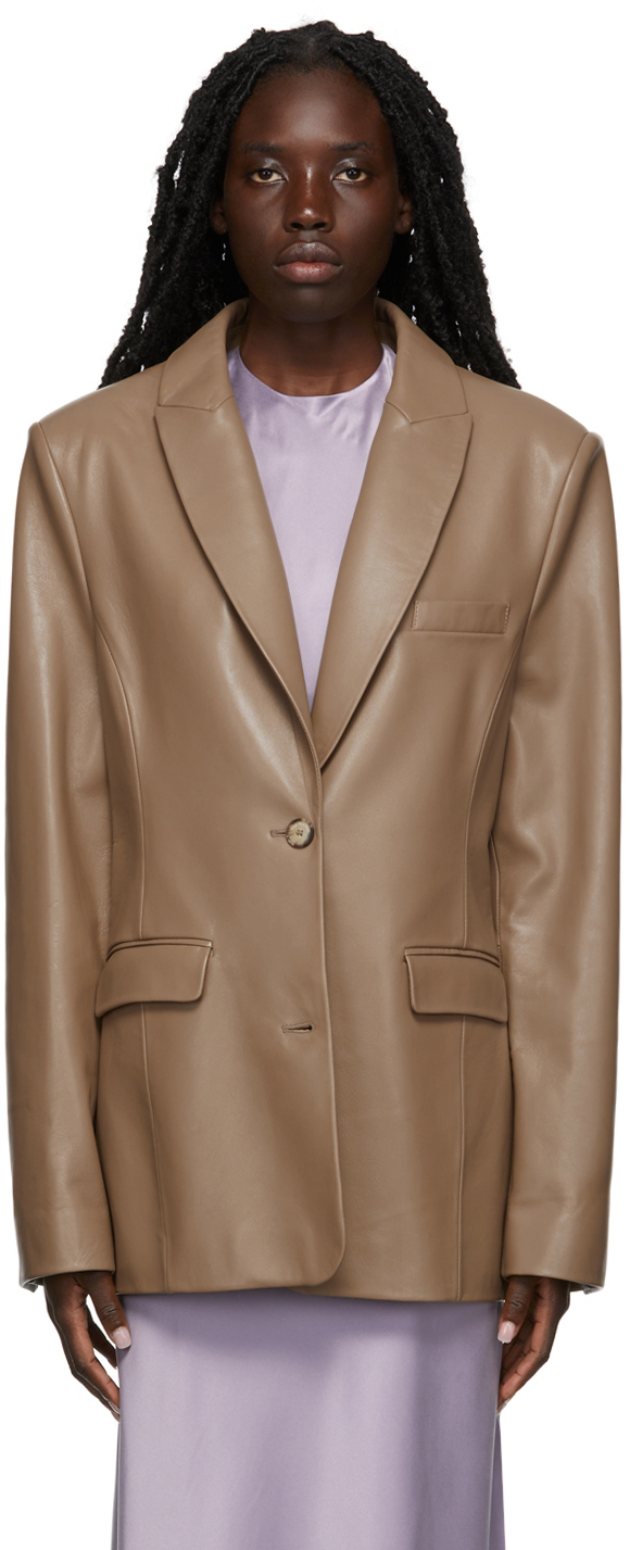 Taupe Leather Kerak Blazer