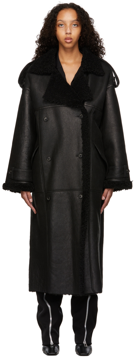 The Mannei: Black Jordan Shearling Coat | SSENSE