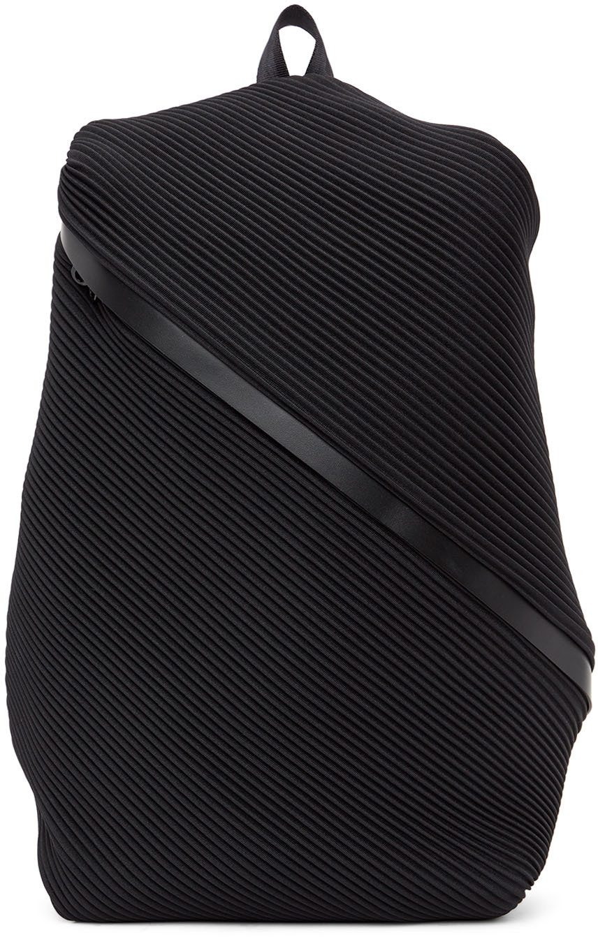 Pleats Please Issey Miyake: Black Bias Pleats Backpack | SSENSE