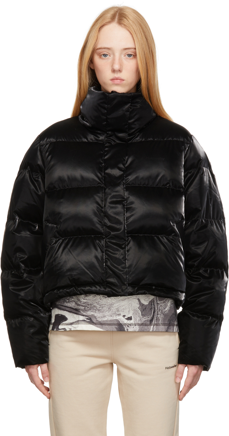 Holzweiler: Black Down Shiny Tinslei Jacket | SSENSE UK