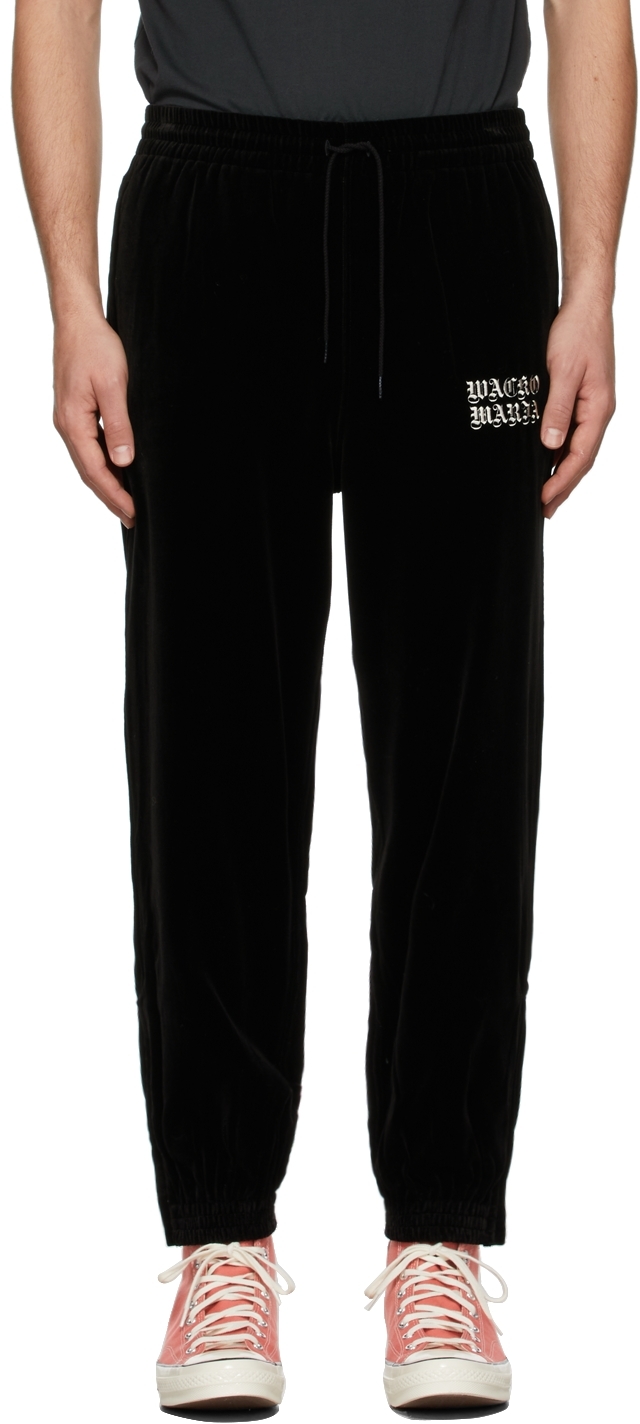 Black Velvet 'Guilty Parties' Lounge Pants by WACKO MARIA on Sale