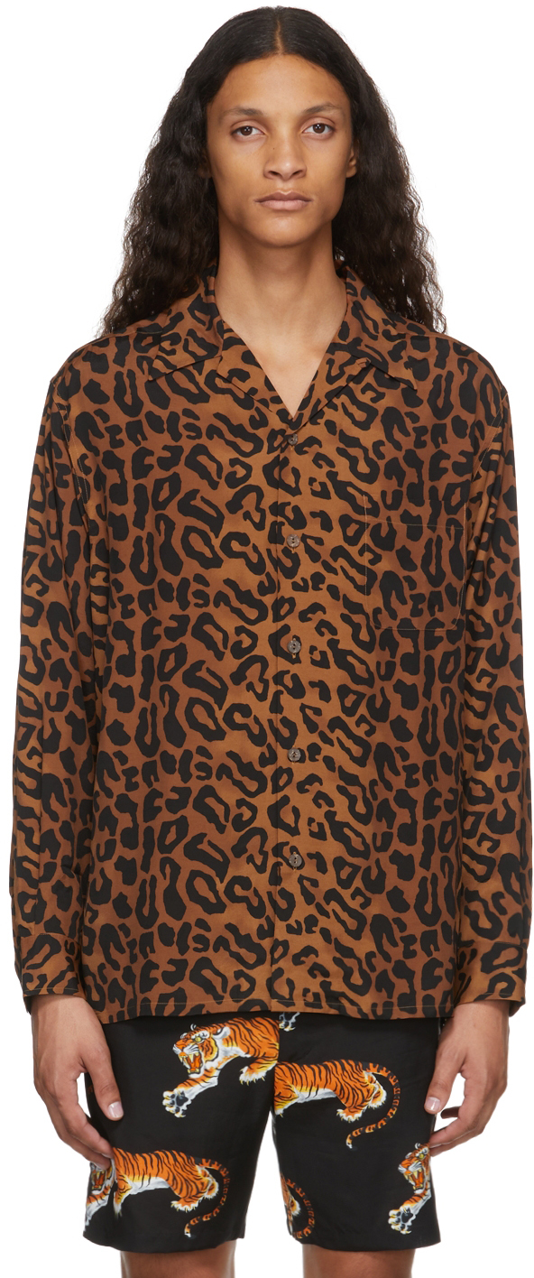 WACKO MARIA Brown 'Guilty Parties' Leopard Print Shirt | Smart Closet