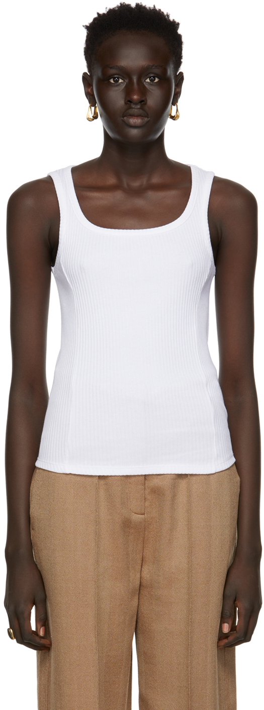 CAES White Ribbed Tank Top