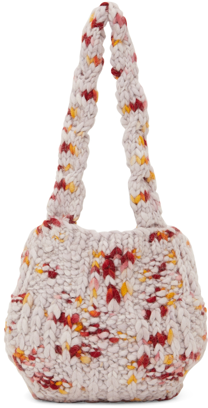 Puppets And Puppets Ssense Exclusive Grey Mini Knit Bag In Grey Multi
