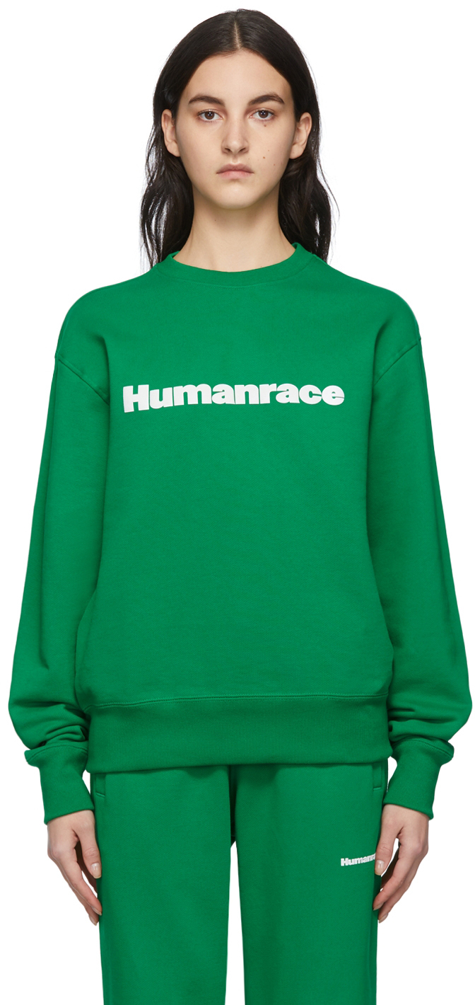 adidas x Humanrace by Pharrell Williams SSENSE Exclusive Green Humanrace Logo Sweatshirt