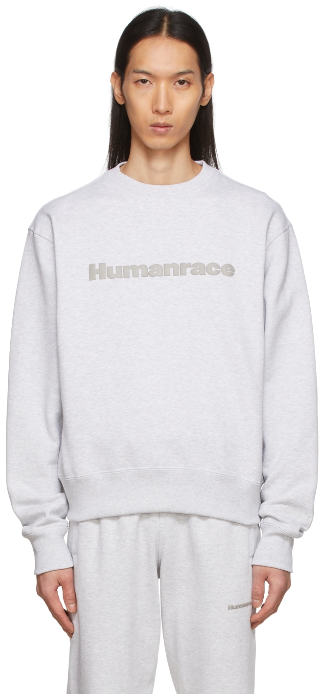adidas x Humanrace by Pharrell Williams SSENSE Exclusive Grey Humanrace Tonal Logo Sweatshirt