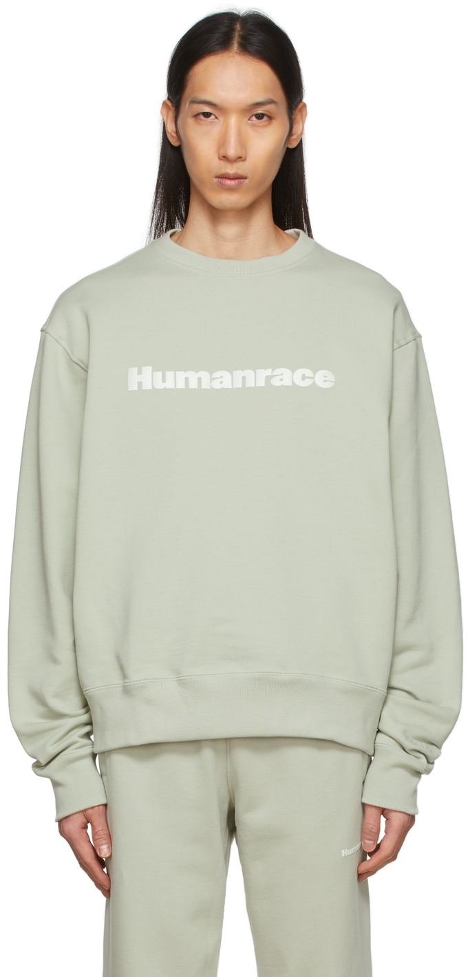 adidas x Humanrace by Pharrell Williams SSENSE Exclusive Green Humanrace Tonal Logo Sweatshirt