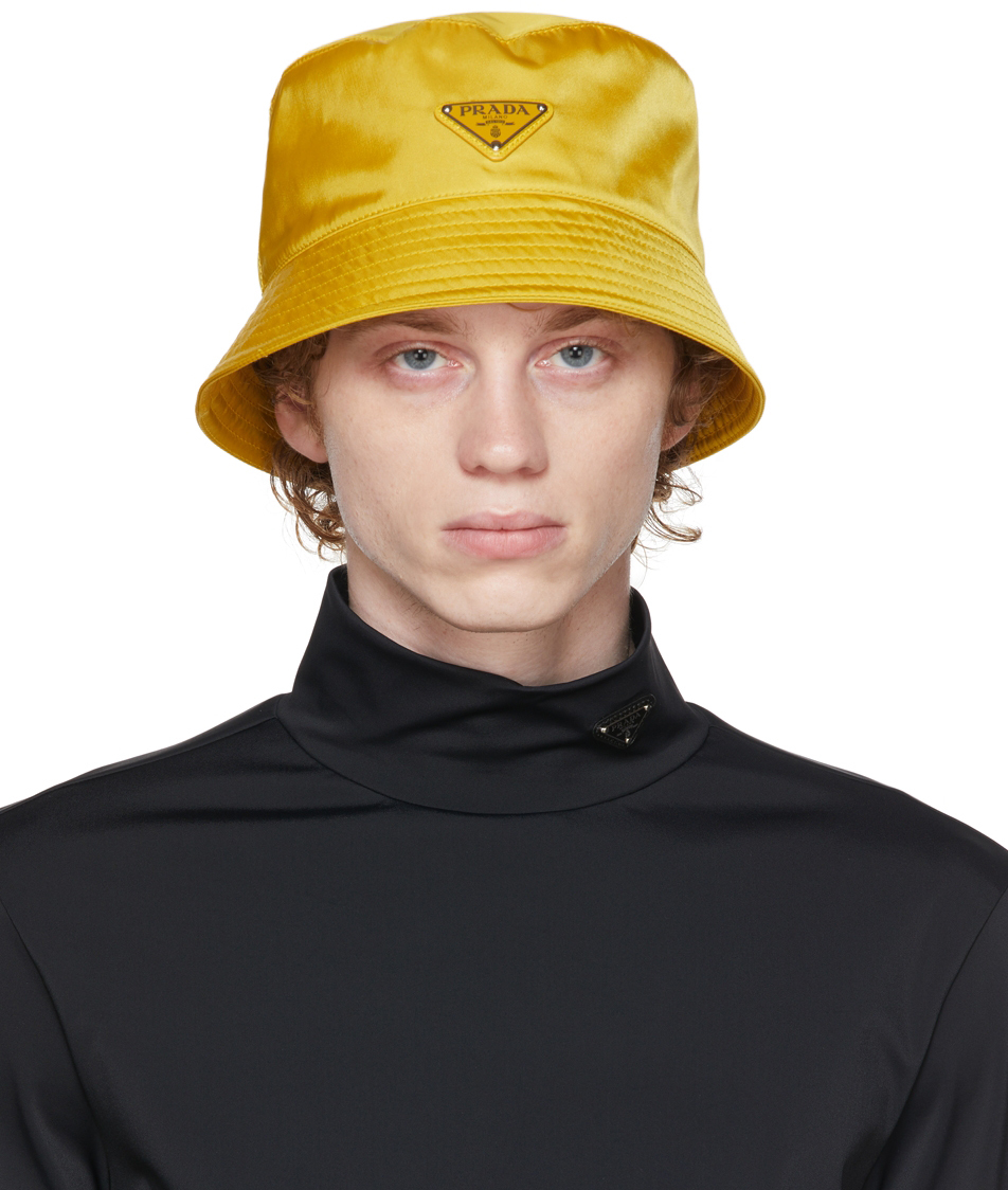 prada bucket hat yellow
