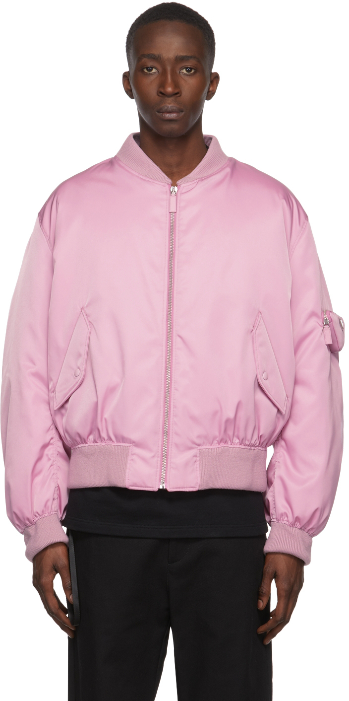 Prada Pink Re-nylon Bomber Jacket In F0bdk Pink