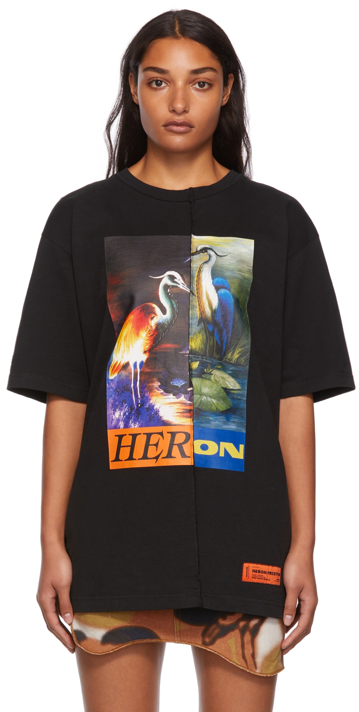 Heron Preston Black Split Herons Print T-Shirt