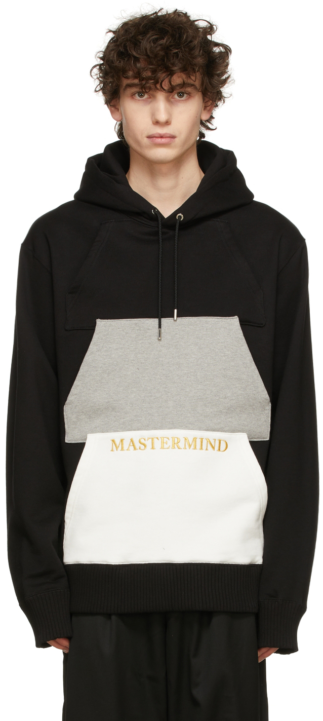 Black Grey 3 Pocket Hoodie by MASTERMIND WORLD on Sale